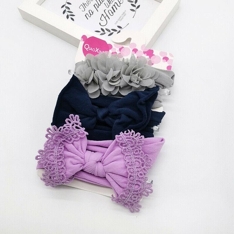 Изображение товара: Повязка на голову для новорожденных, 3 шт./компл., мягкая Цветочная повязка на голову с бантом, одежда для детей и малышей, головной убор ободок