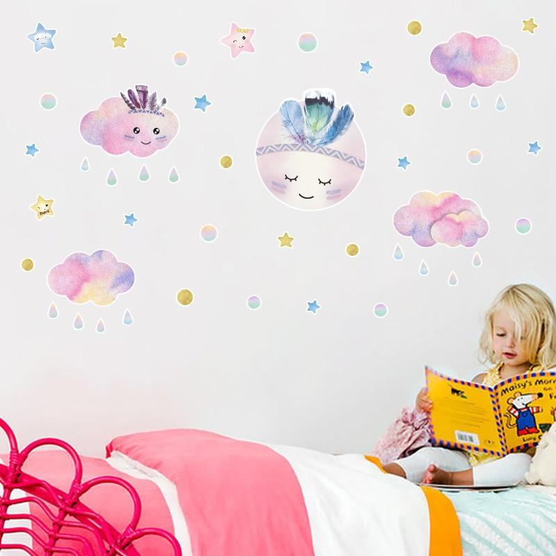Изображение товара: Zollor Мультфильм Облако звезда капля дождя стикер на стену детская спальня Детский сад индивидуальность творчество украшение стикер