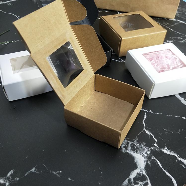 Изображение товара: 50 шт складная коробка из крафт-бумаги с прозрачным ПВХ окном подарочная коробка упаковочная коробка подарочная коробка Cajas de Carton