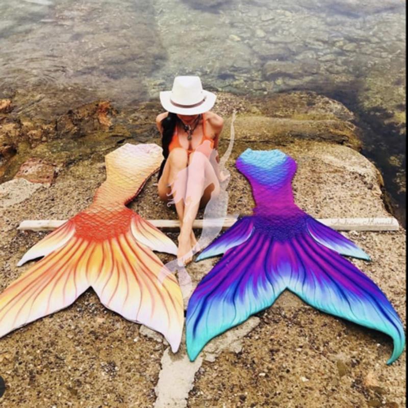 Изображение товара: Купальник для косплея русалки, купальник для взрослых с оранжевым хвостом, Летний Пляжный, для отпуска, хвост русалки, для плавания в аквариуме, индивидуальный костюм