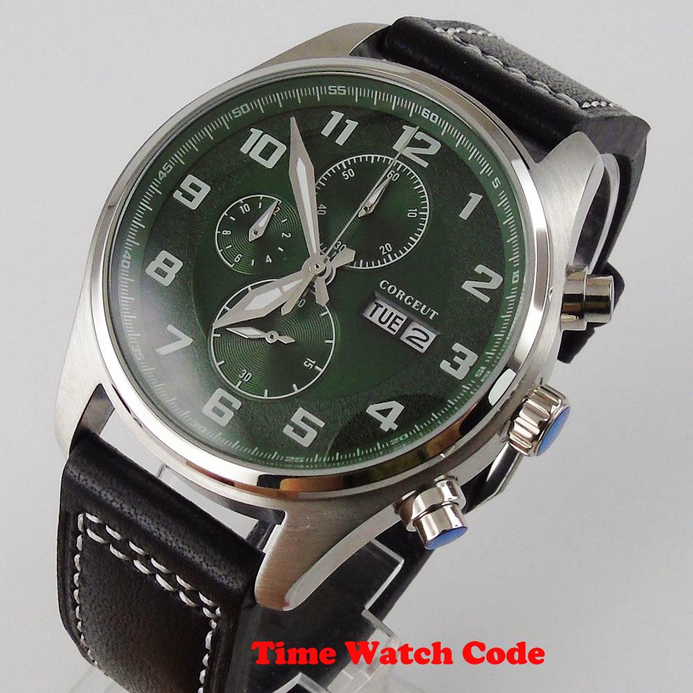 Изображение товара: Мужские наручные часы с хронографом и кожаным ремешком, 42 мм