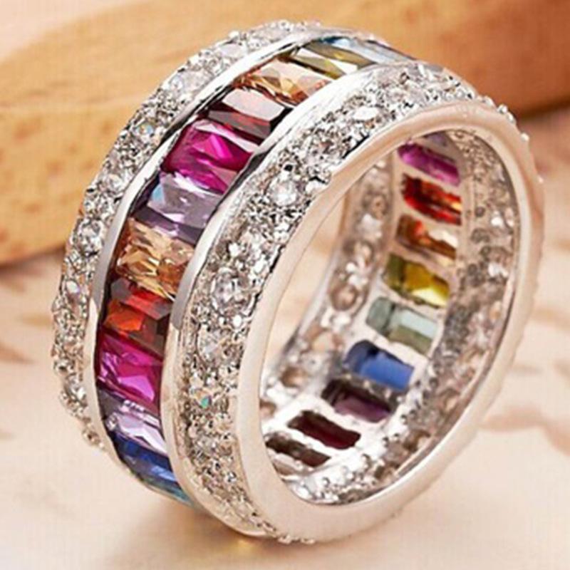 Изображение товара: Milangirl Роскошные романтические циркониевые Свадебные обручальные круглые парные кольца для женщин ювелирные кольца