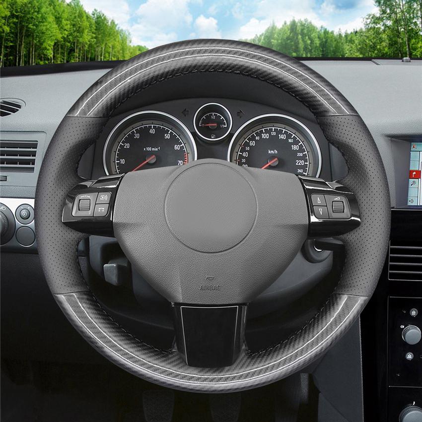 Изображение товара: Задняя панель LQTENLEO из углеродного волокна и черной кожи для Opel Astra (H) 2004-2009 Vectra (C) 2005 2006 2007 2008 2009