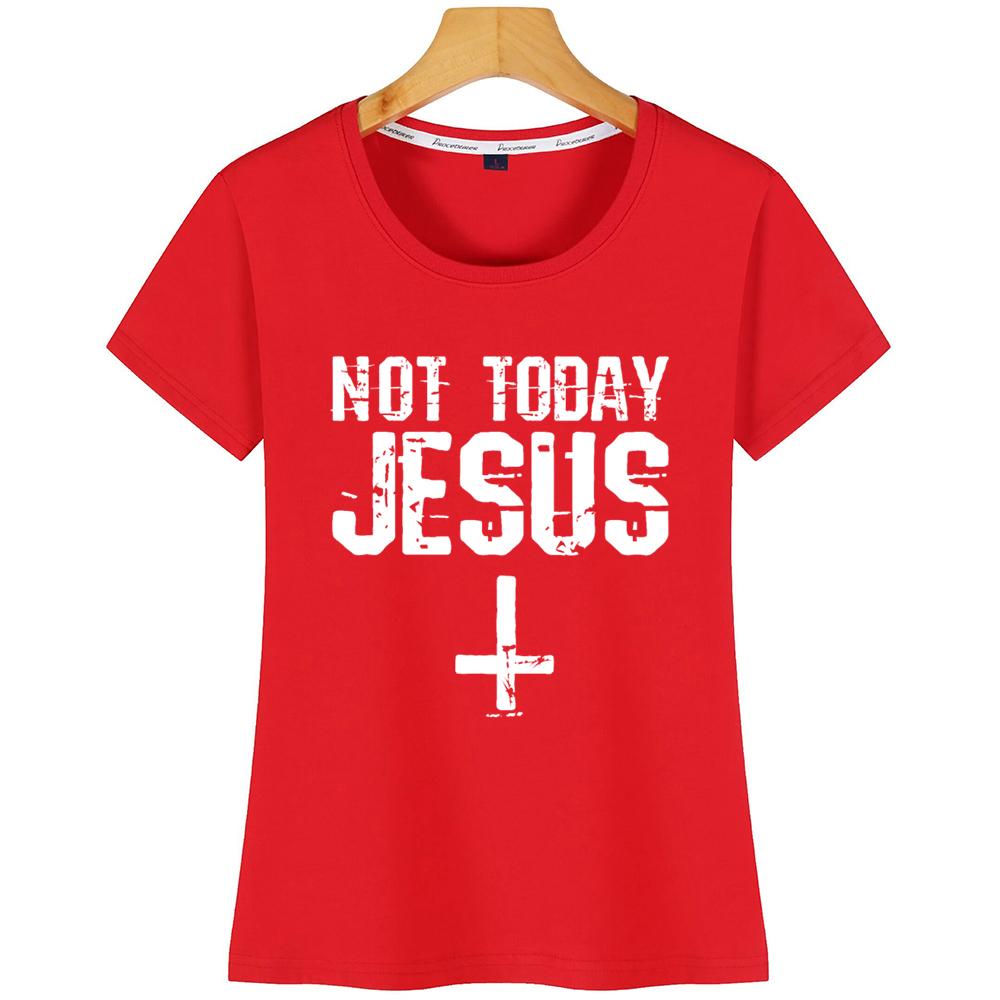 Изображение товара: Женские футболки не сегодня Иисуса, сатаны атеист Модная белая футболка с принтом