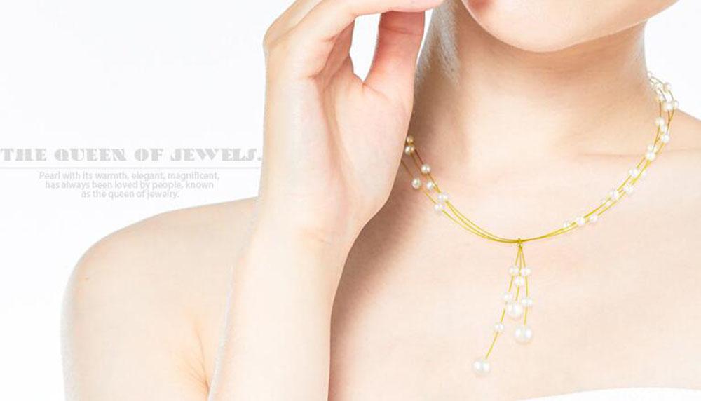 Изображение товара: Женское многослойное жемчужное ожерелье YKNRBPH 14K с натуральным пресноводным жемчугом, цепочка на три оборота, регулируемый воротник