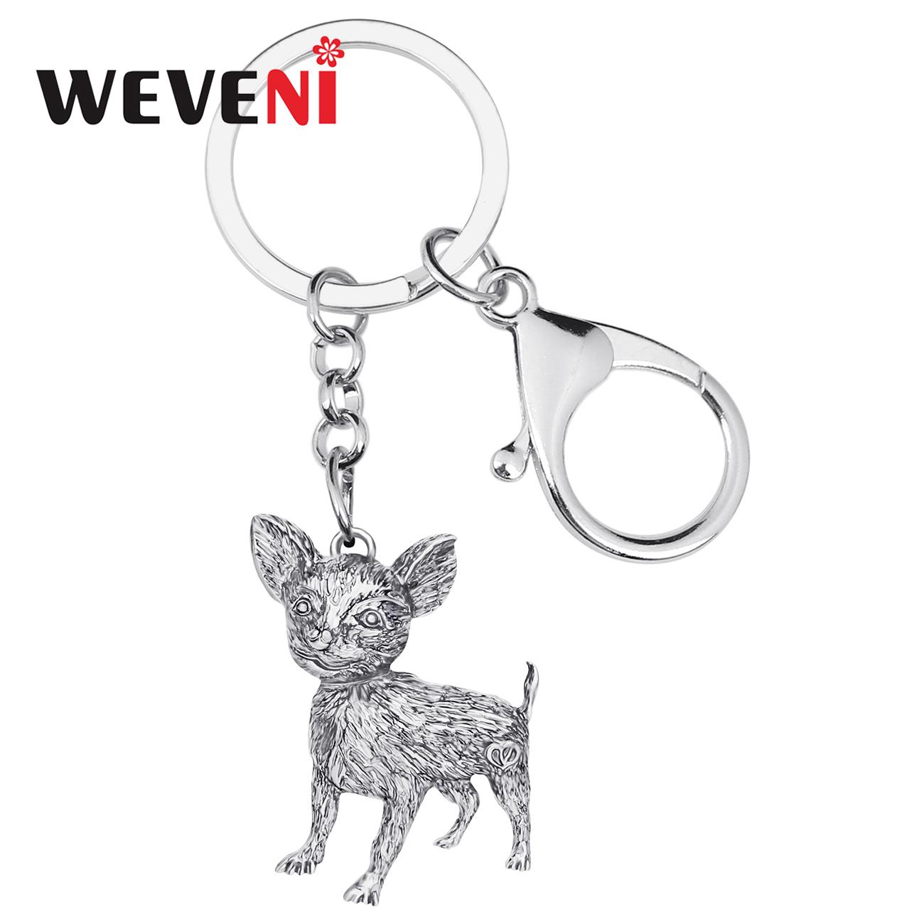 Изображение товара: WEVENI Halloween Alloy Antique Gold Plated Chihuahua Keychains Cute Animal Keyring Jewelry For Women Kids Classic Gift Accessory