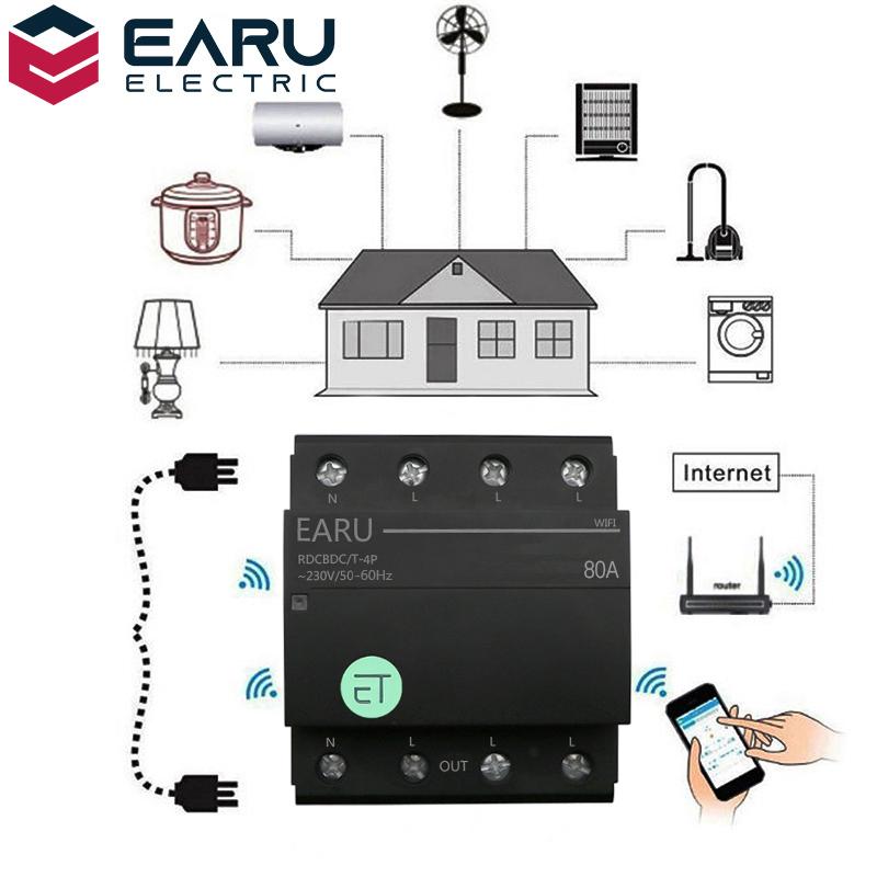 Изображение товара: Трехфазный автоматический выключатель Wi-Fi, голосовое управление через приложение Tuya, умный дом, Alexa, Google Home