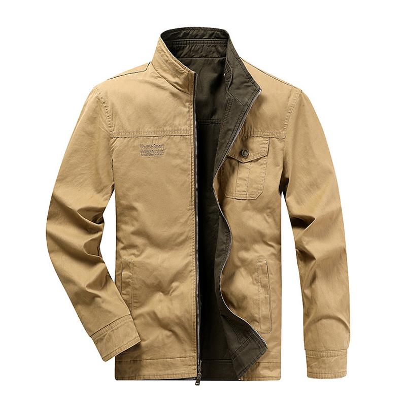 Изображение товара: Бомбер DIMUSI Мужской двухсторонний, хлопковая Повседневная приталенная куртка, двухсторонняя одежда, на осень