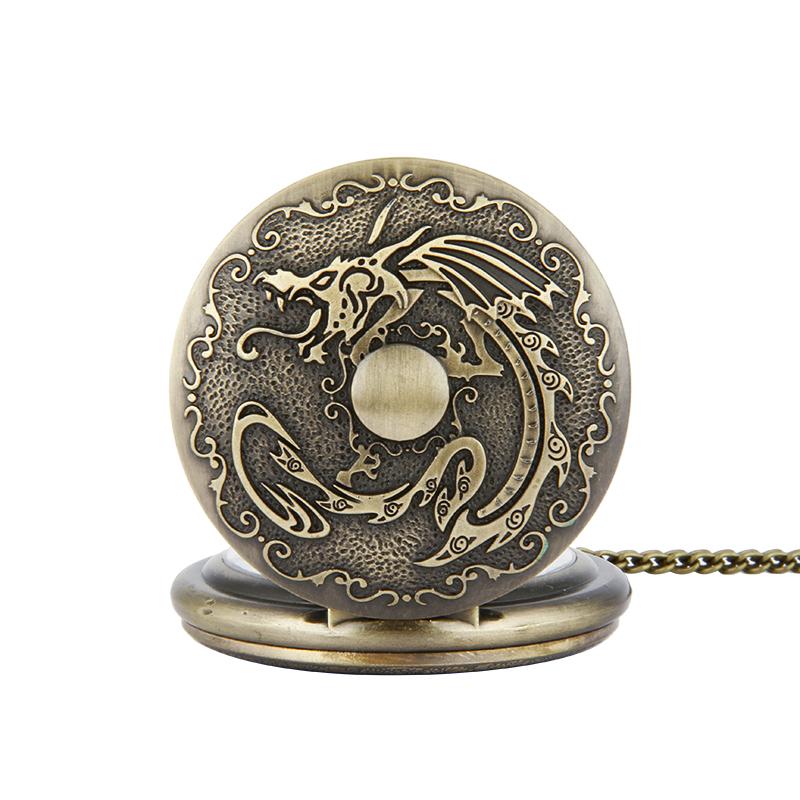 Изображение товара: Часы медные карманные в стиле ретро с драконом, 8177