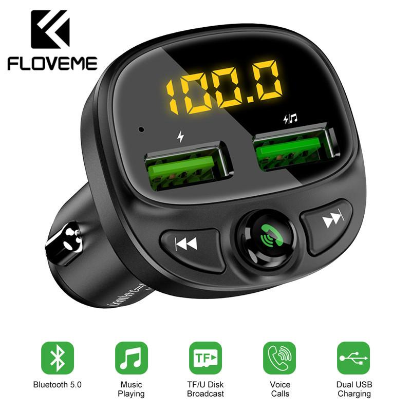 Изображение товара: Автомобильное зарядное устройство FLOVEME с 2 USB-портами и поддержкой Bluetooth