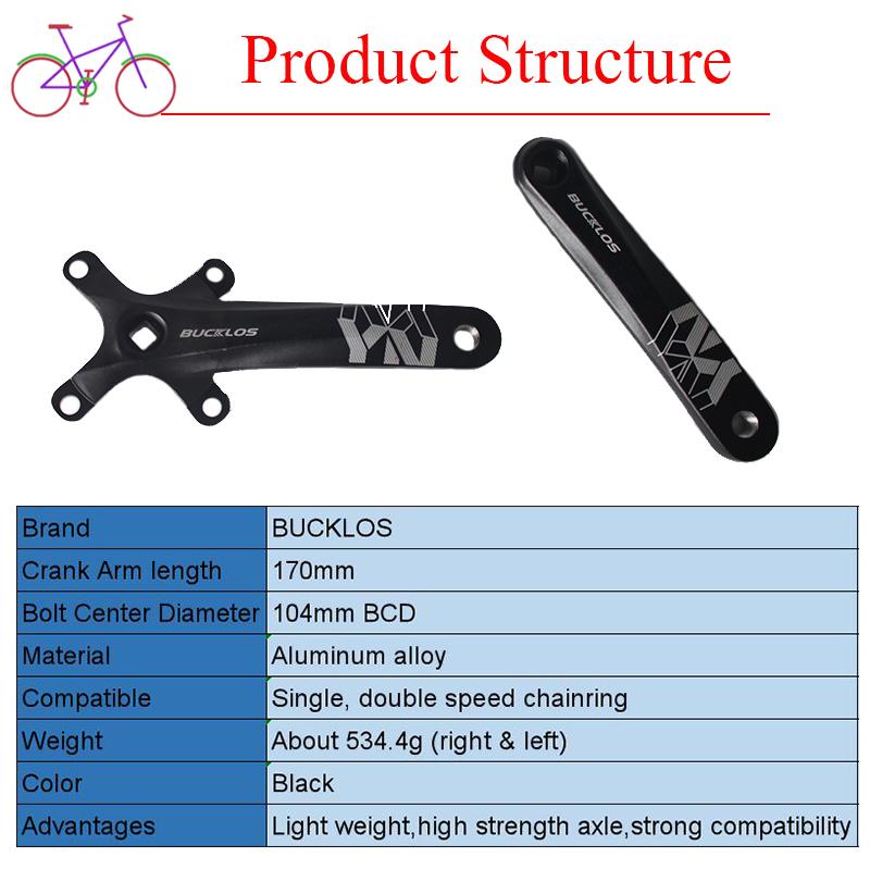 Изображение товара: MTB коленчатый набор 104BCD цепное кольцо 170 мм алюминиевый сплав дорожный велосипед Кривошип квадратное отверстие одинарный/Двойной Горный Дорожный велосипед аксессуары