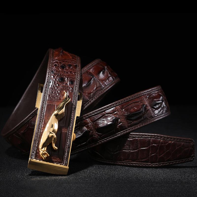 Изображение товара: Ремень мужской из дизайнерские ремни крокодиловой кожи, из нержавеющей стали, пояс с пряжкой для джинсов