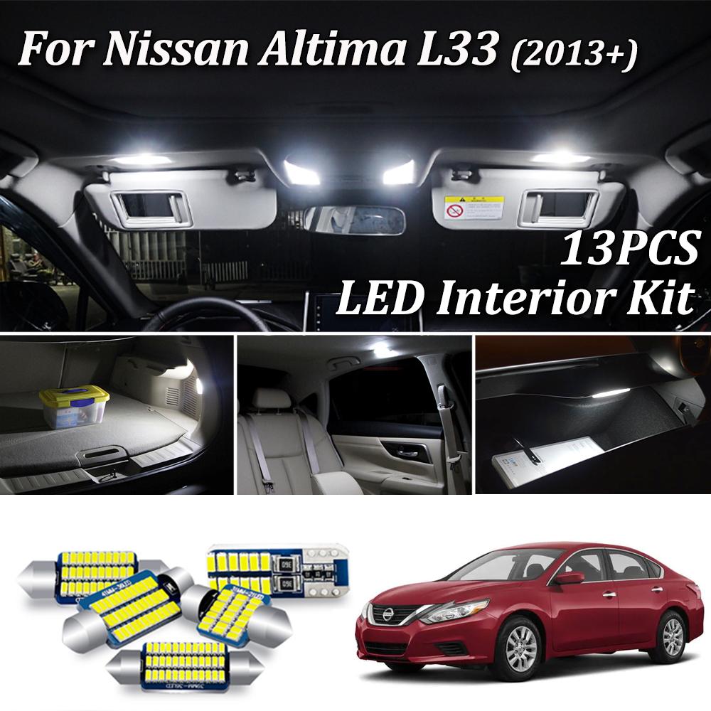 Изображение товара: 13 шт. белые светодиодные с Canbus комплект светильник салона автомобиля s для 2013-2020 Nissan Altima L33 светодиодный багажник внутренняя Лицензия Пластина багажника Дверной Свет