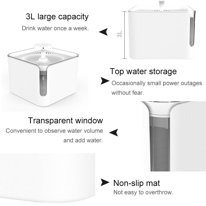 Изображение товара: 360 циркулирующий дозатор воды, пруд, автоматическая кормушка для домашних животных, кошек, собак, питьевой фонтан, 3 л, USB, фонтан для воды для кошек