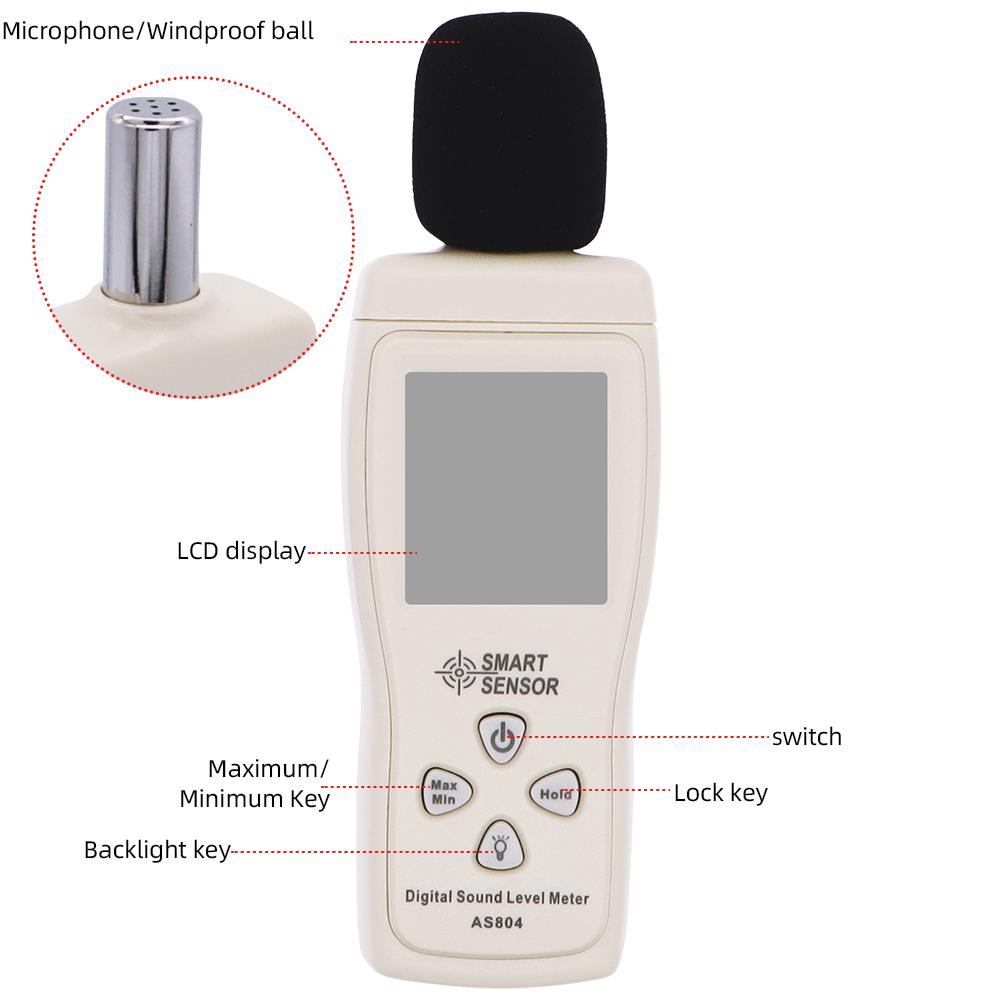 Изображение товара: AS804 измеритель уровня звука децибел монитор аудио измеритель уровня Тестер 30d-130 dBA диагностический инструмент тестер мониторинга шума дБ детектор