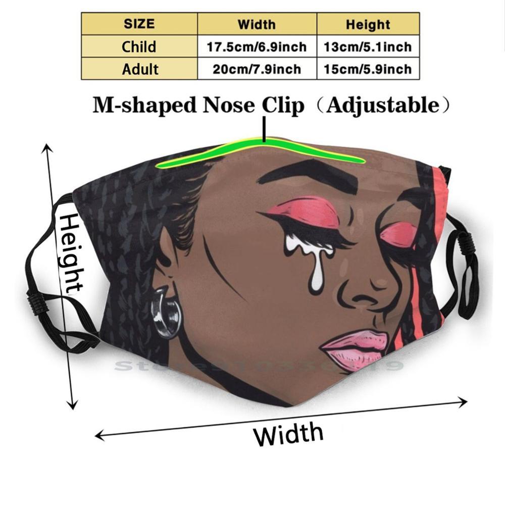 Изображение товара: Коралловая розовая комиксная моющаяся смешная маска для лица для девочек и взрослых и детей с фильтром грустная девочка женская красивая модель черная африканская девочка