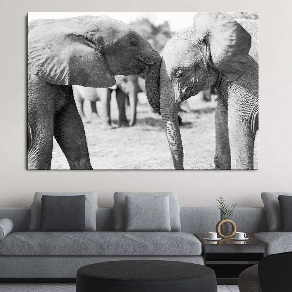 Изображение товара: Живопись на холсте, животные, настенное искусство, плакаты слона и принты, настенные картины для слона, животные, украшение для гостиной, домашний декор