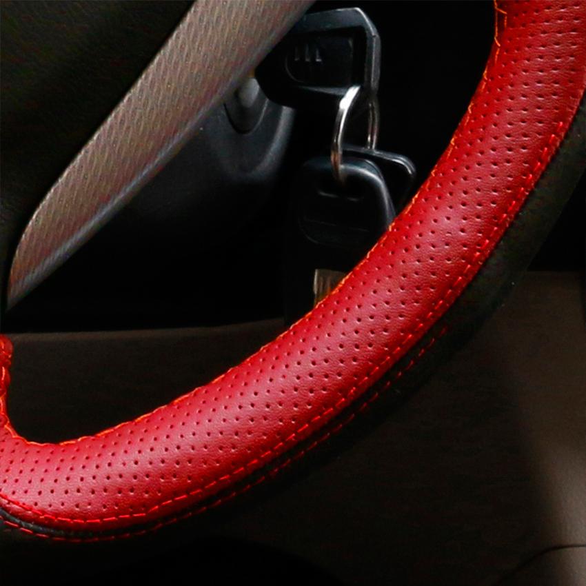 Изображение товара: Прошитый вручную черный замшевый красный кожаный Противоскользящий ремень для Honda City 2007-2008 подходит для 2007-2008 Jazz 2007-2008