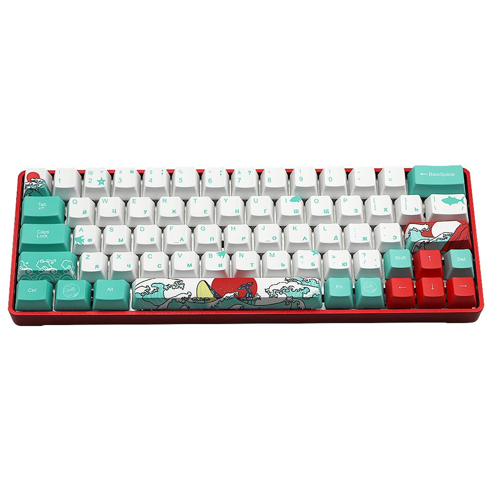 Изображение товара: олько распродажа Keycap Mechanische Toetsenbord Coral Sea Keycap dz60 / poker / GK61 / GK64 Сублимация красителя pbt Keycap OEM 71 key Russ Japanese Character Keycap