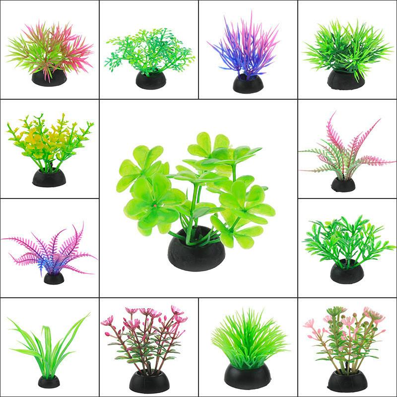 Изображение товара: 10 шт., декоративные подводные растения для аквариума, пластиковый цветочный орнамент, 16 видов стилей