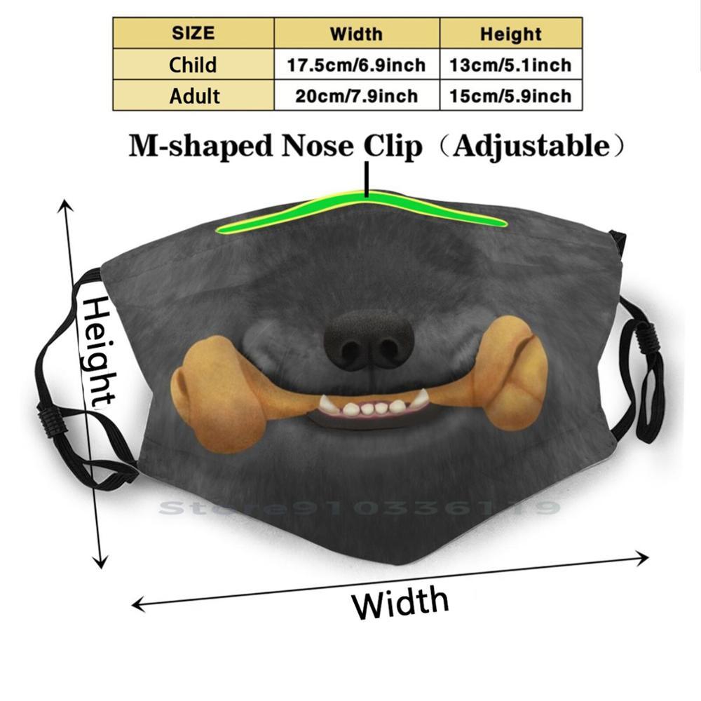 Изображение товара: Obsidian Black Dog Носовая кость маска для лица с изображением рта многоразовая маска для лица с фильтрами для детей