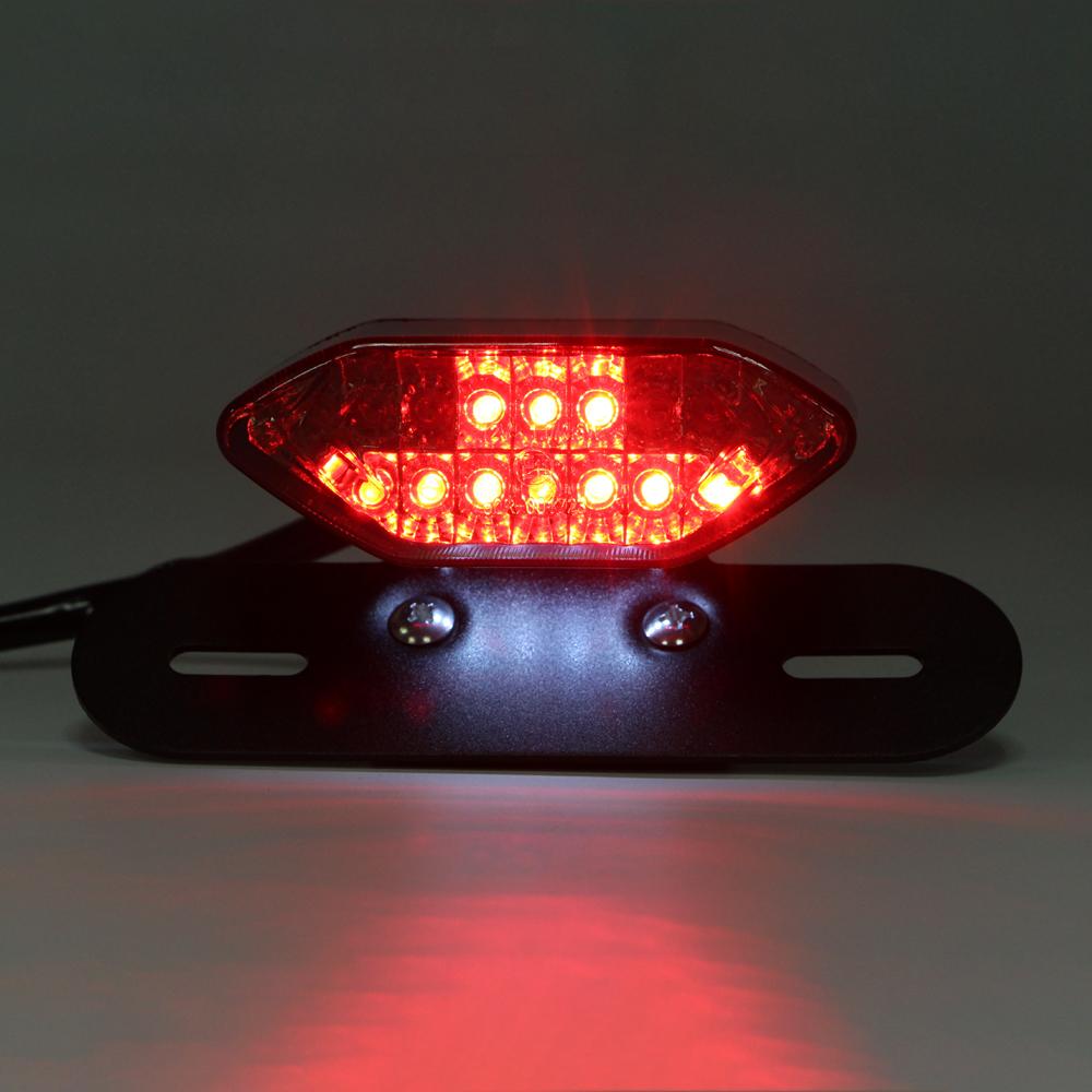 Изображение товара: Задний фонарь для мотоцикла, 16 светодиодов, поворотный сигнал, тормоз, номерной знак, универсальная интегрированная задняя лампа для мотоцикла с кронштейном, красный/дым