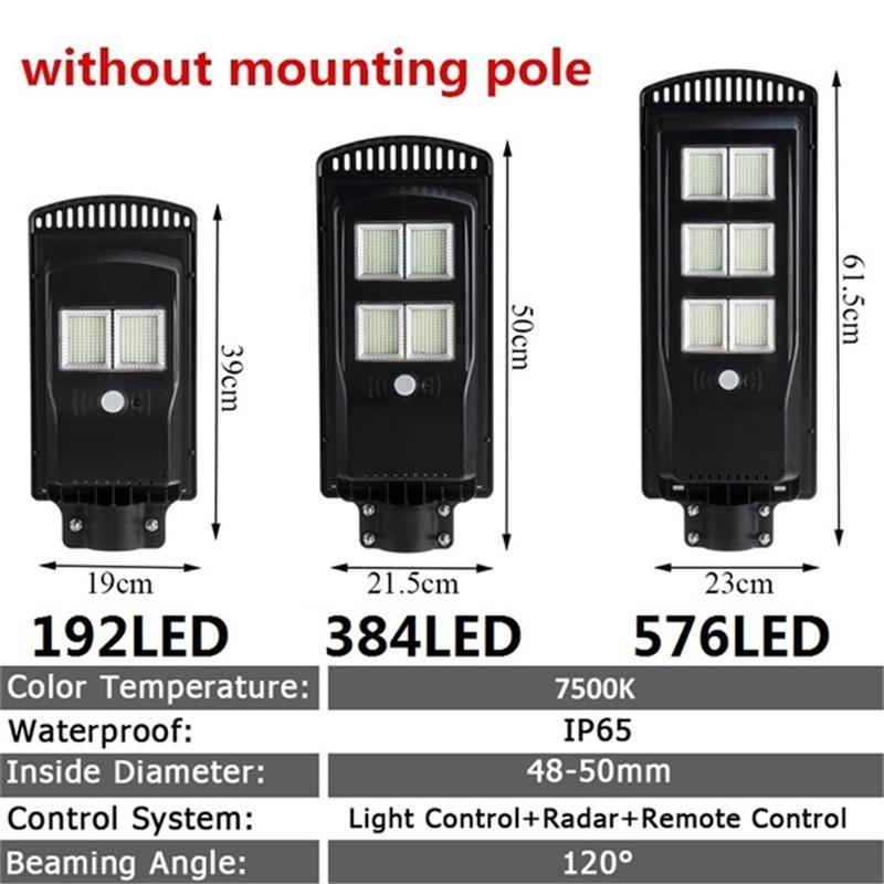 Изображение товара: 192/384/576 светодиодный водонепроницаемый уличный светильник на солнечной батарее с дистанционным управлением радаром индукционный уличный садовый настенный светильник освещение для безопасности