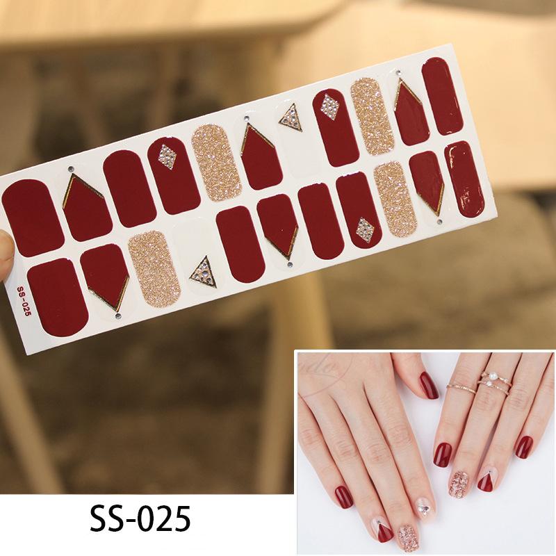 Изображение товара: 22 наконечника/лист DIY 3D наклейки для ногтей полное покрытие настоящий лак блестящие полоски водонепроницаемые наклейки для ногтей
