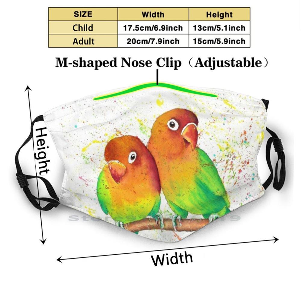Изображение товара: Милая любовь птицы водонепроницаемый дизайн Пылезащитный фильтр смываемая маска для лица дети любовь птицы любовь птица Акварель