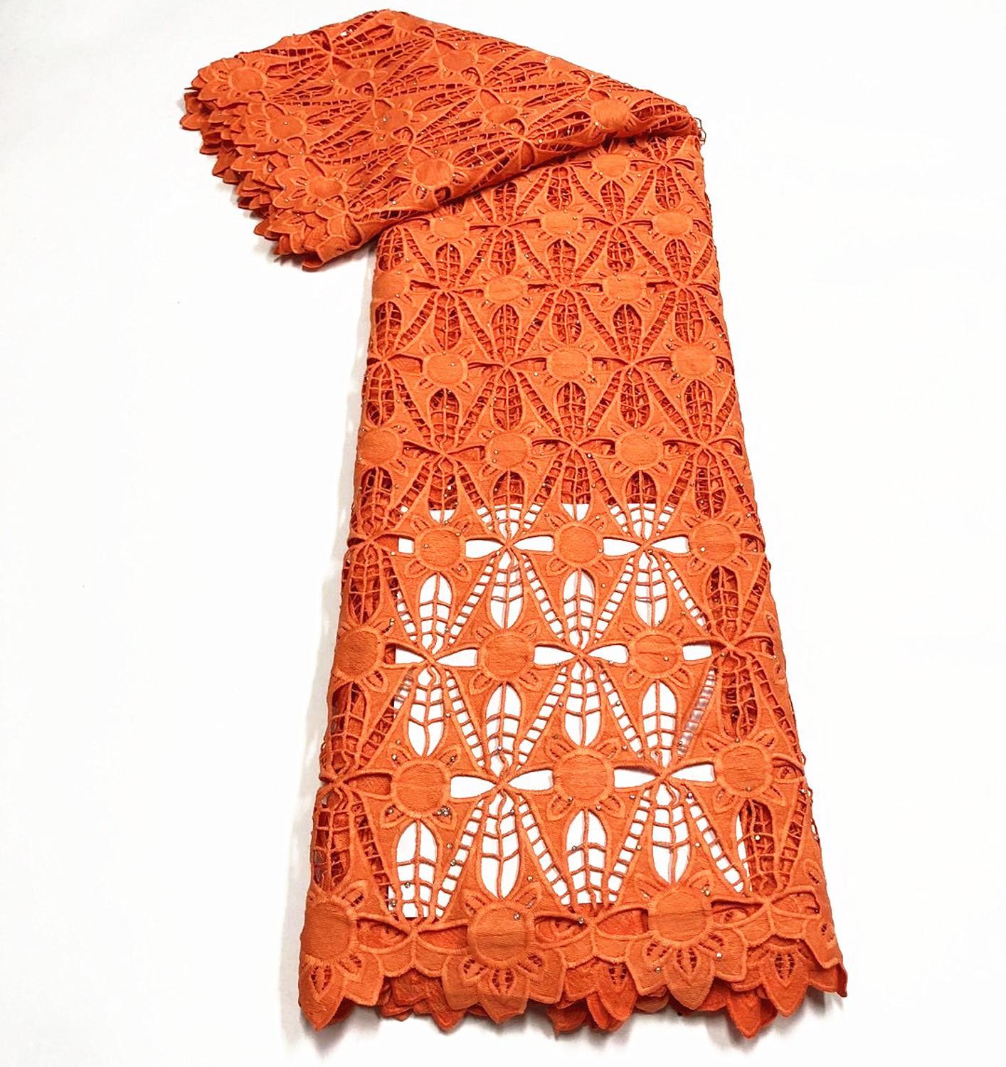 Изображение товара: Африканский шнур гипюр кружевная ткань 100% хлопок кружевная отделка нигерийская вышивка шнур кружевная ткань для женского платья