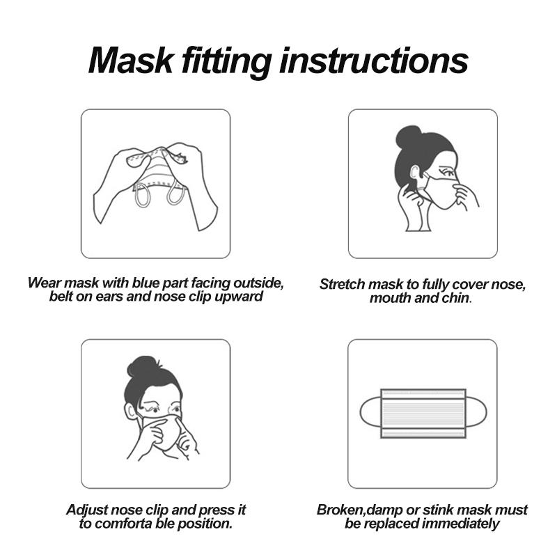 Изображение товара: Бесплатная доставка 10-200 шт. черная 3-слойная маска дышащая маска для лица одноразовые маски для защиты от пыли маски с ушными петлями маски