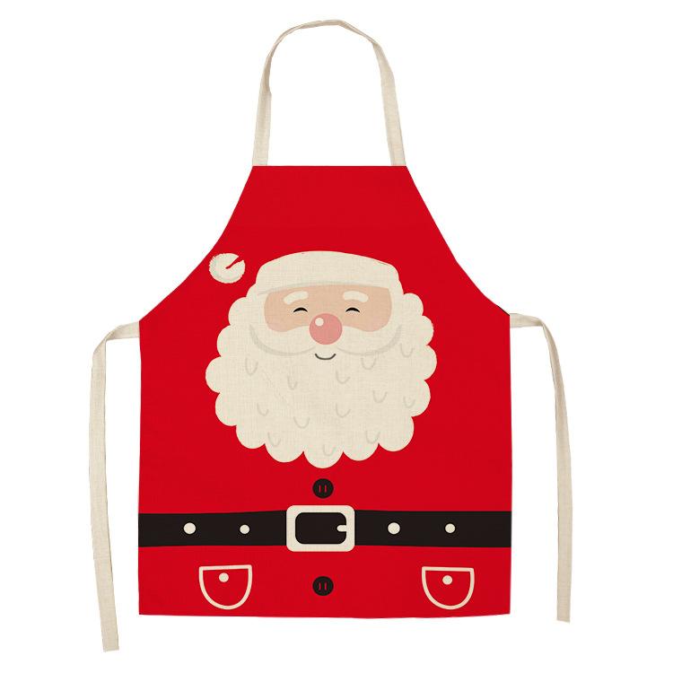 Изображение товара: Фартук для взрослых с Санта-Клаусом, Рождественский детский хлопковый льняной нагрудник, кухонные инструменты для уборки дома