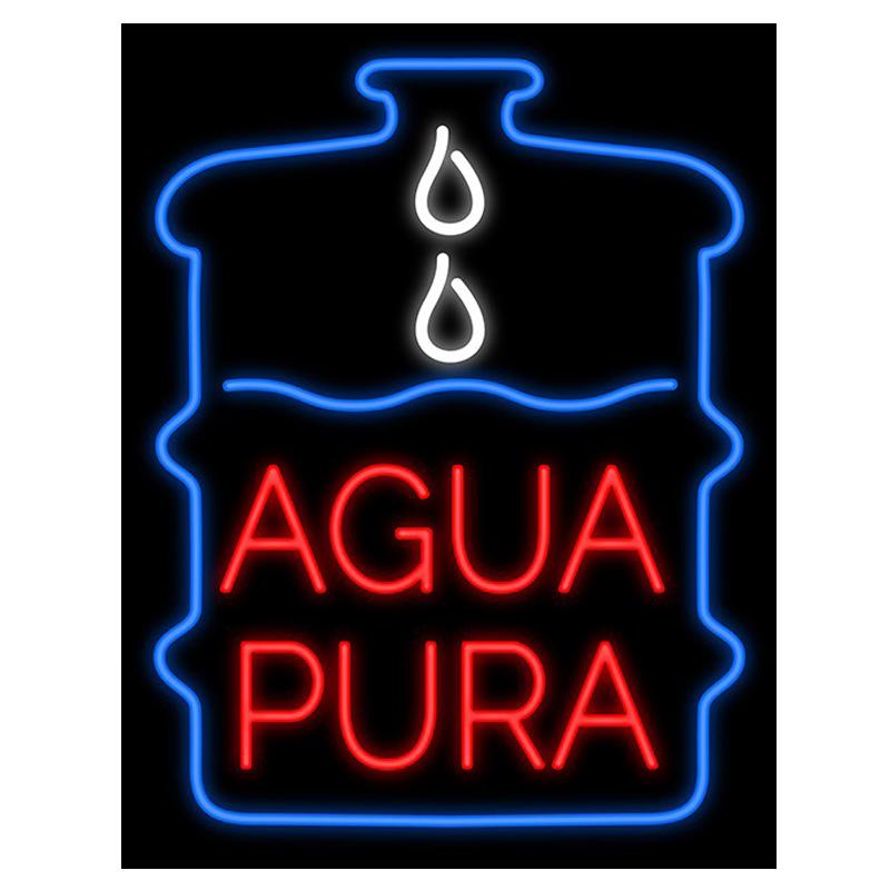 Изображение товара: Agua Pura двуязычное обслуживание на заказ, реальные стеклянные трубки ручной работы, магазин магазина, компания, рекламный декор, неоновые вывески 15 
