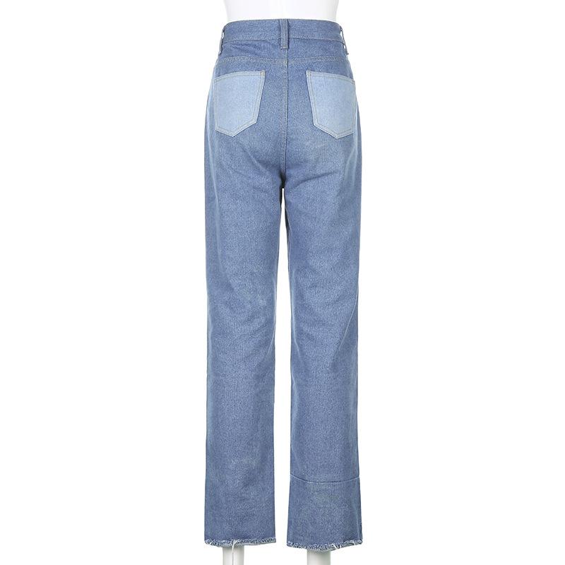 Изображение товара: Сезоны «вареный» в винтажном стиле; Модные джинсы для детей прямые брюки с высокой талией кнопки, свободные брюки джинсовые штаны для женщин Карманный ASPA81932