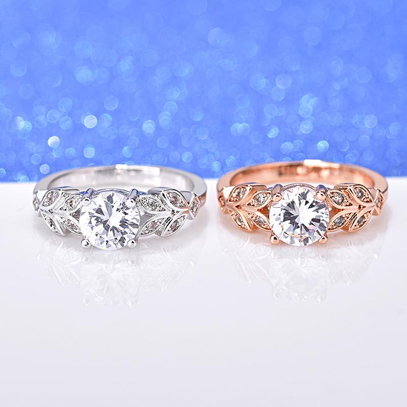 Изображение товара: 2 цвета, серебряное блестящее кольцо на палец с цирконием для женщин и девочек, свадебные простые кольца с кристаллами и цветком лозы, ювелирные изделия, размер 6-10
