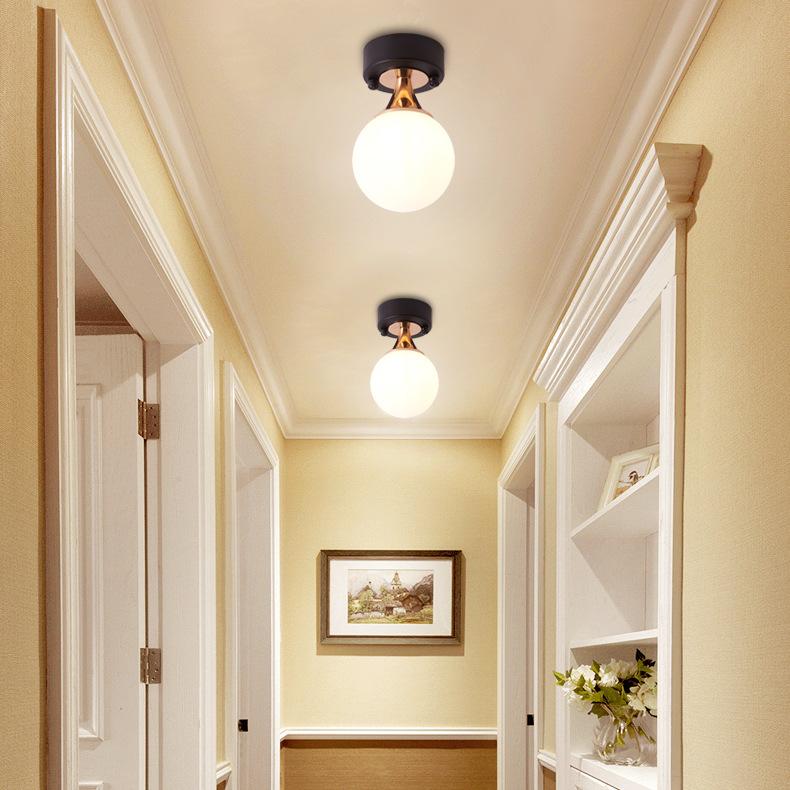 Изображение товара: Современные Простые креативные шариковые светильники, светодиодный стеклянный потолочный светильник для коридора, балкона, лампы для гостиной, освещение для потолка для кухни