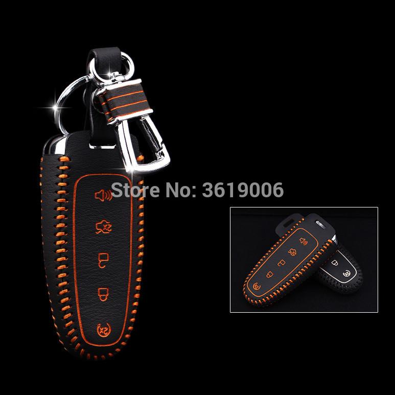 Изображение товара: Высококачественный кожаный чехол для ключа дистанционного управления LUCKEASY, чехол-держатель для Ford Edge Explorer Lincoln MKX MKT