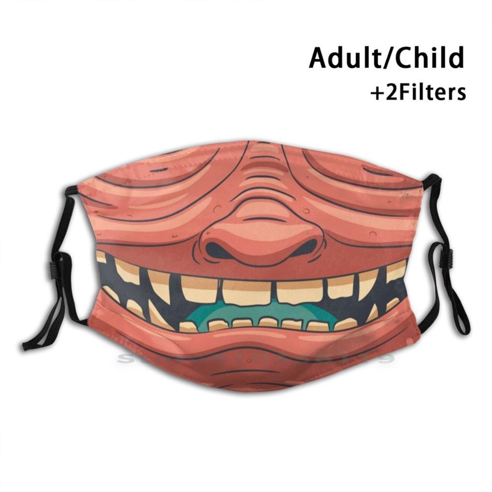 Изображение товара: Страшный Хэллоуин Красный монстр маска для лица с изображением рта для взрослых детей моющаяся забавная маска для лица с фильтром Хэллоуин Дети ужас рот красный