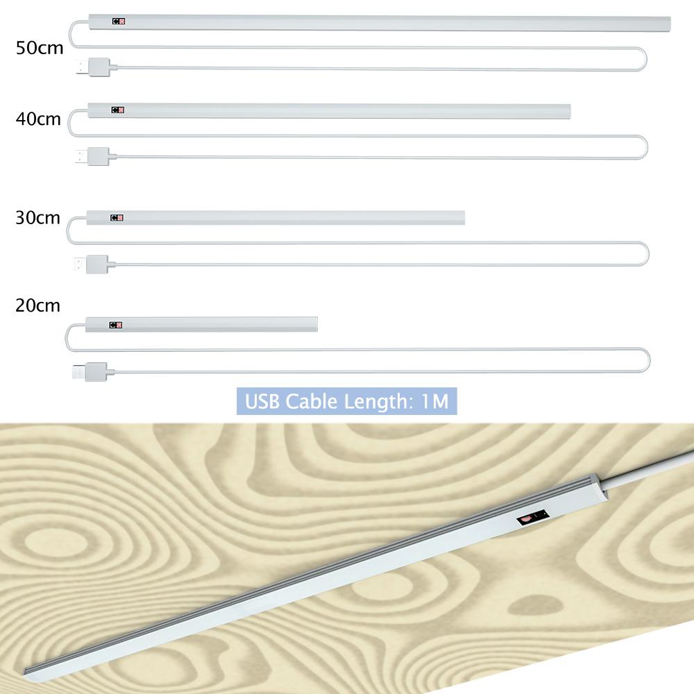Изображение товара: DC 5V ручной датчик развертки лампа бар светодиодная подсветка под шкаф USB PIR шкаф лампа LED Кухня Спальня Декор огни 20 30 40 50 см