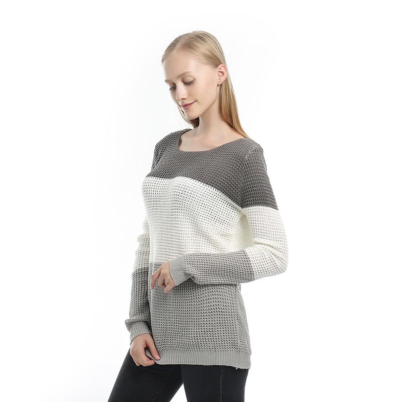 Изображение товара: Повседневный и удобный женский модный осенне-зимний свитер большого размера с длинными рукавами, Женский ажурный вязаный свитер