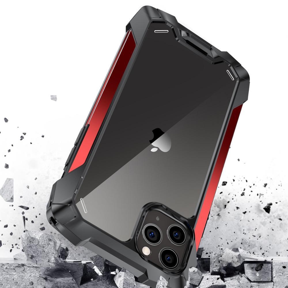 Изображение товара: Прозрачный чехол-Подушка с защитой от падения для iPhone 11 Pro Max, прозрачная задняя крышка, персонализированная металлическая тонкая защита военного класса + ремешок