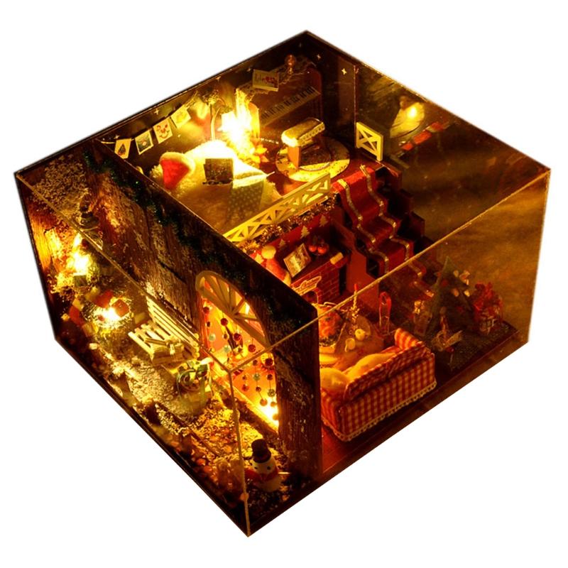 Изображение товара: Миниатюрный Кукольный домик с мебелью, набор для сборки деревянного кукольного домика и пылезащитный P31B