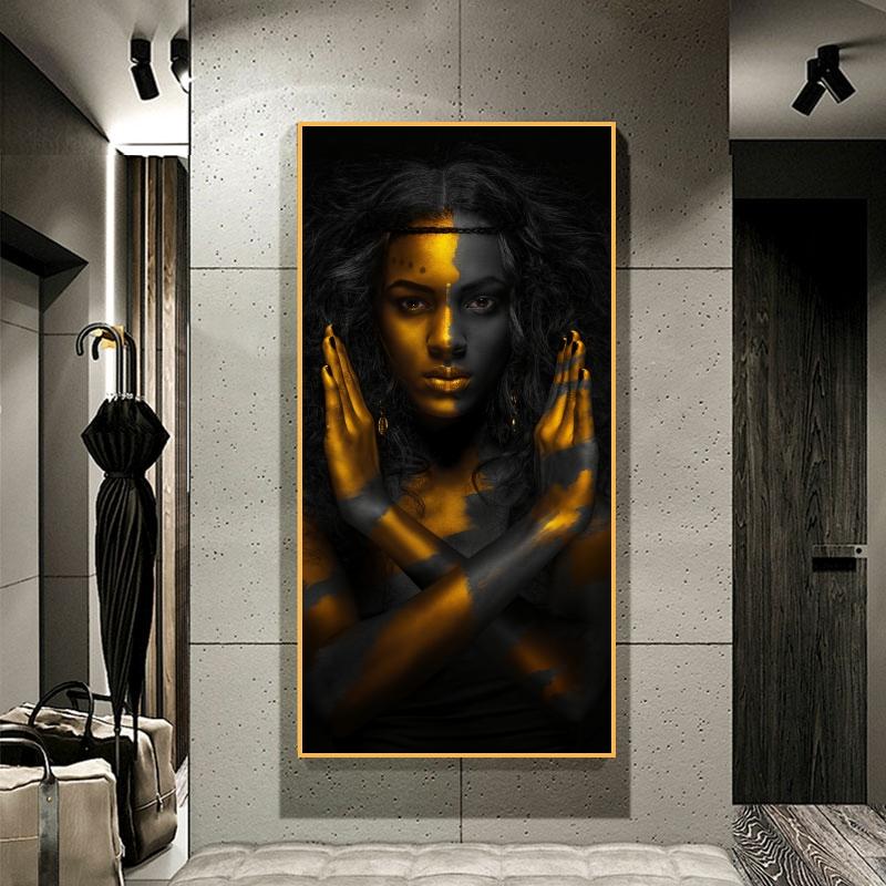 Изображение товара: Плакаты на холсте с изображением Африканской черной женщины, настенные картины, Современные художественные плакаты и принты, настенные картины для дома