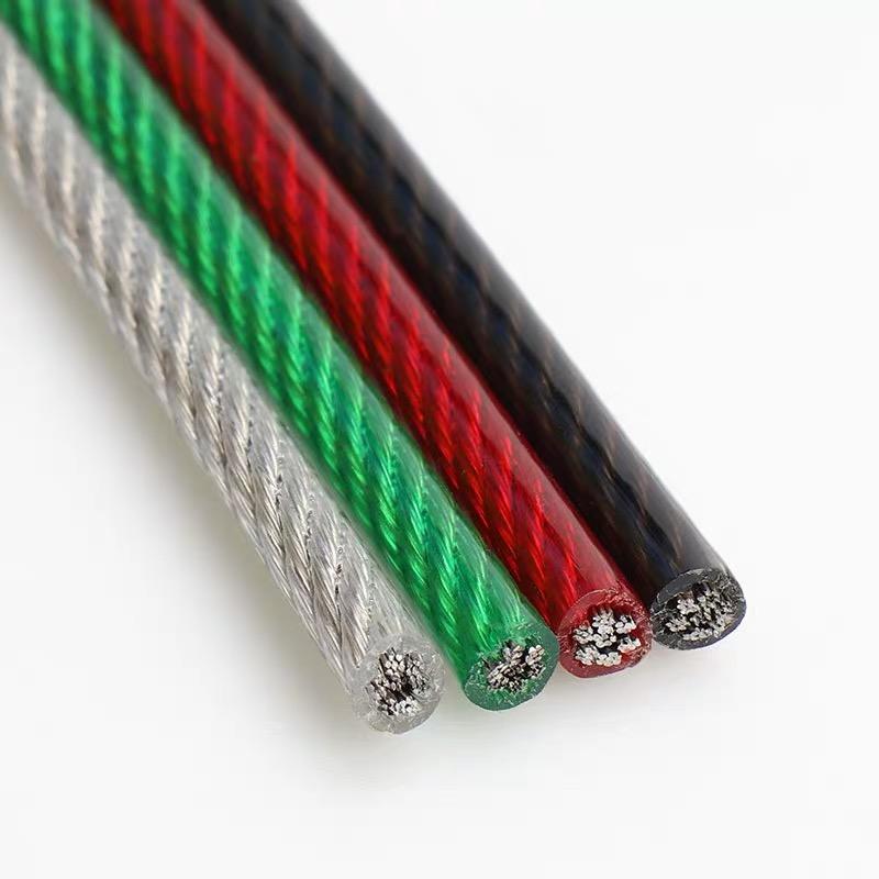 Изображение товара: 5 м зеленый/красный/черный/прозрачный цвет ПВХ пластиковое покрытие нержавеющая сталь 304 трос кабель 1 мм-6 мм Диаметр после покрытия