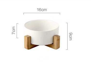 Изображение товара: Керамическая миска для кошек, основная миска для кормления собак и других питомцев с противоскользящей деревянной подставкой, для защиты шеи, легкая в кормлении