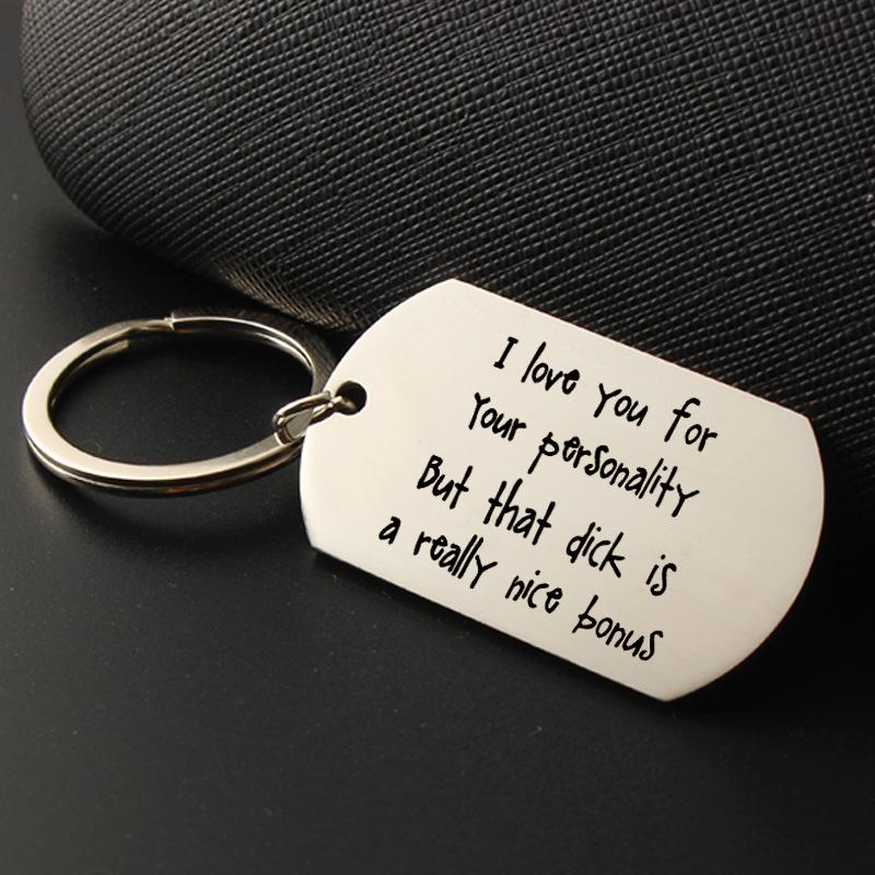 Изображение товара: Funny Dog Tag Keychain Funny Gift for Husband Boyfriend Naughty Gift for Him