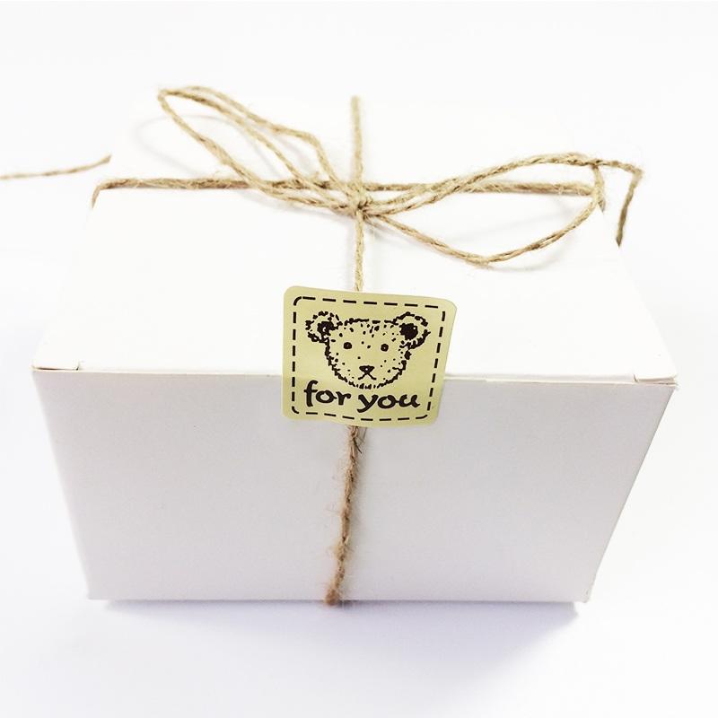 Изображение товара: 160 шт./лот квадратная желтая Нижняя головка медведя для вас, наклейка для упаковки тортов, герметичная этикетка