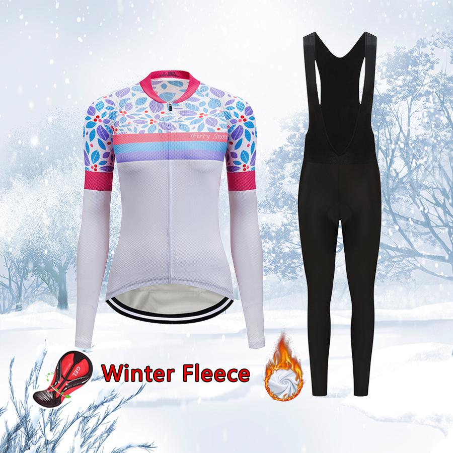 Изображение товара: Зимний комплект из Джерси для шоссейного велосипеда 2022, Женская Термальная флисовая одежда для велоспорта, теплая одежда для велосипеда, женский костюм, платье для горного велосипеда, костюм для тела
