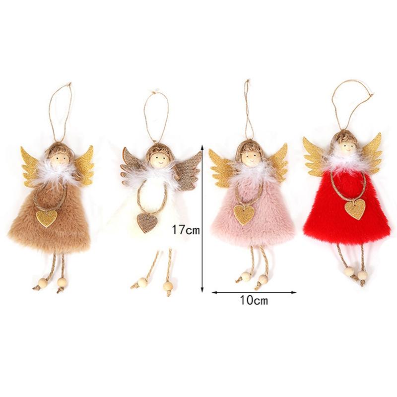 Изображение товара: Рождественские плюшевые куклы-Ангелы Xmas Tree Висячие украшения кулон рождественские украшения для дома с утолщённой меховой опушкой, 2021 Подарки на Новый год