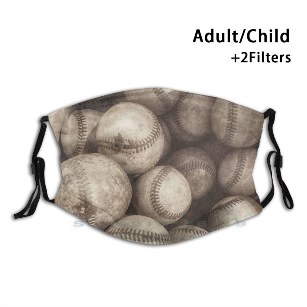 Изображение товара: Сумка-мешок из старых Бейсбол s в сепии для взрослых и детей моющиеся смешное лицо маска с фильтром цифровой манипуляции сепия Бейсбол ведро